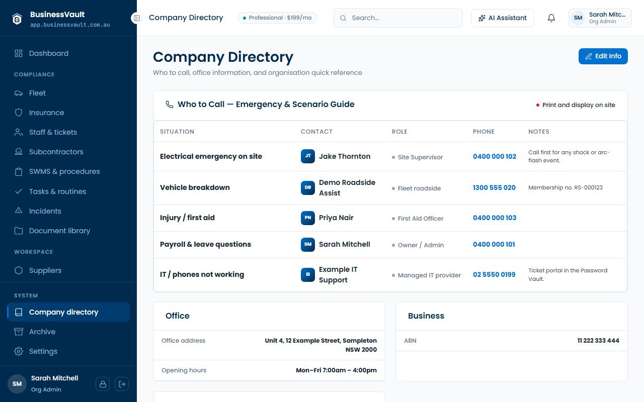 The Company directory