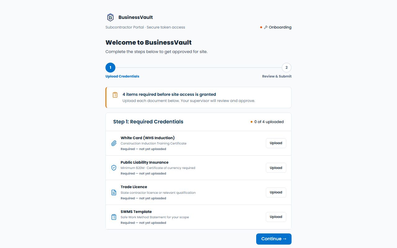 The subcontractor portal
